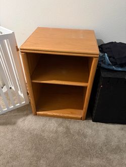 Wood Nightstand with Open Shelves