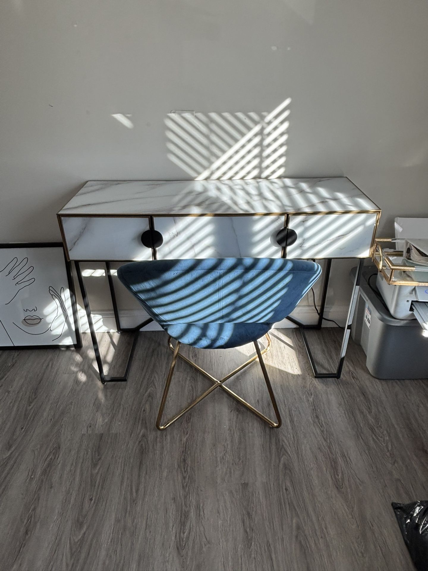 Black and Gold Marble Desk