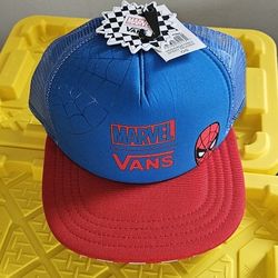 Vans Marvel X Spiderman Snap Back Trucker checkered Hat (New)
