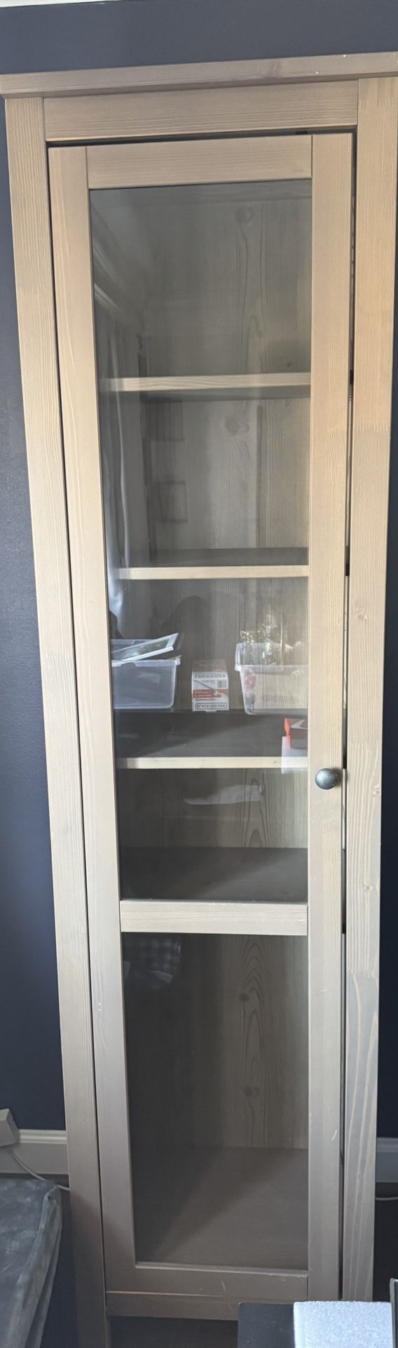 2 Hemnes rare light brown/gray glass cabinets