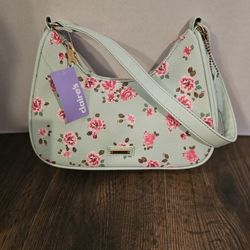 Pink Mint Floral Green Shoulder Bag