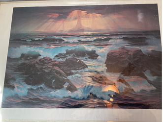 Vintage 1972 John Pitre "Retribution" Surf Poster - Framed Good Condition