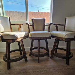 Set of 3: High-End Mikhail Darafeev Swivel Bar Stools - Game Room / Pub Chairs