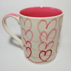 Crate & Barrel Red Pink Hearts Art Valentine Mug 14oz