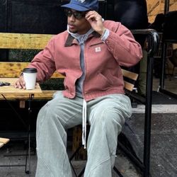 Zara Detroit Style Collared Work Jacket in red