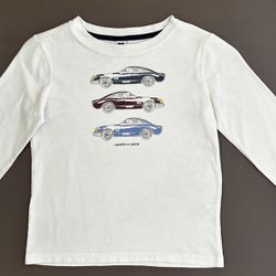 Janie And Jack Kid Boy Car Collection Tee Shirt Long Sleeve, White, 5US, Cotton