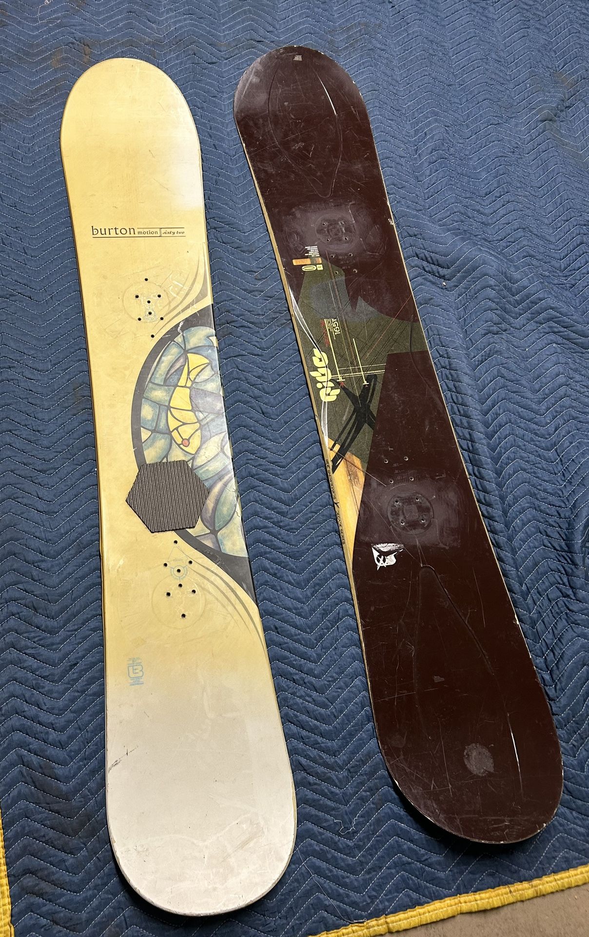 Snowboard Pair, Burton Board And Ride Now Board