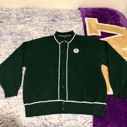 Malbon Polo Mens Large Green Oxnard heavy knit golf shirt