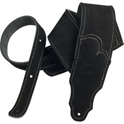 Franklin Strap 2.5" Wide Original Black Genuine Suede Leather Guitar Strap