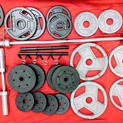Title:
🏋️ BIG Weight Bundle – Plates + Bars – Olympic 2” + Standard 1” – Full Home Gym Setup
 