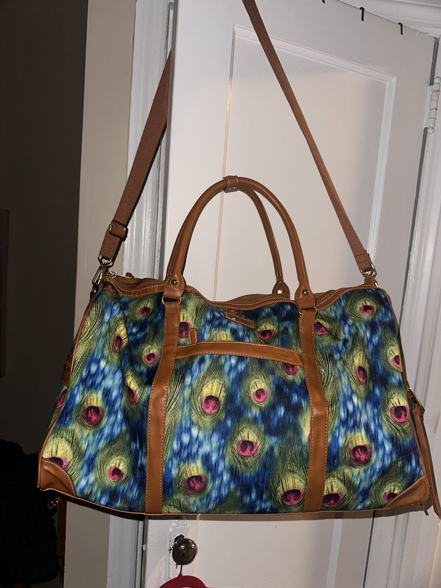 Peacock Print Duffle Bag