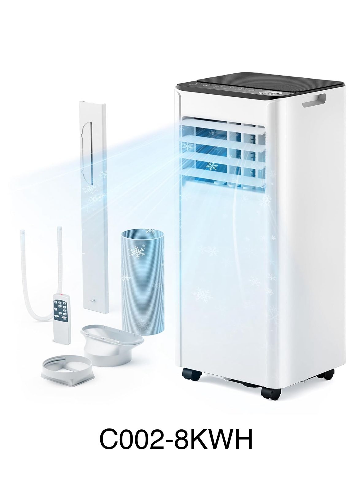 8,000 BTU Portable Air Conditioners, 4-in-1 Portable AC Unit Up to 350 Sq.Ft, 4 Modes Quiet Air Conditioner with Remote Control, Cool, Fan, Dehumidifi