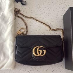 Authentic Gucci GG Marmont Mini – Black Leather w/ Gold Chain (Excellent Condition) – $850 OBO
