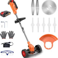 Cordless Lawn Trimmer Weed Wacker -GUIFIN 21V Lawn Mower Grass Edger Li-Ion 2.0Ah Batteries