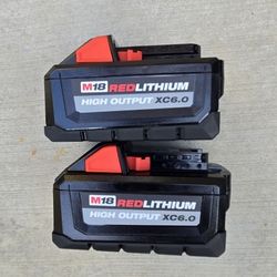 Milwaukee 18v Batteries 6.0 Amp High Output Brand New 