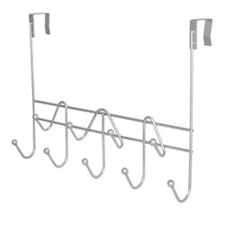 Over-the-Door 9-Hook Rack Organizer – Chrome Silver 