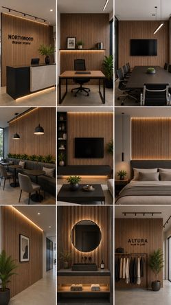 Acoustic wall panels walnut color