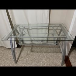 Glass Desk With Pull Out Keyboard Shelf