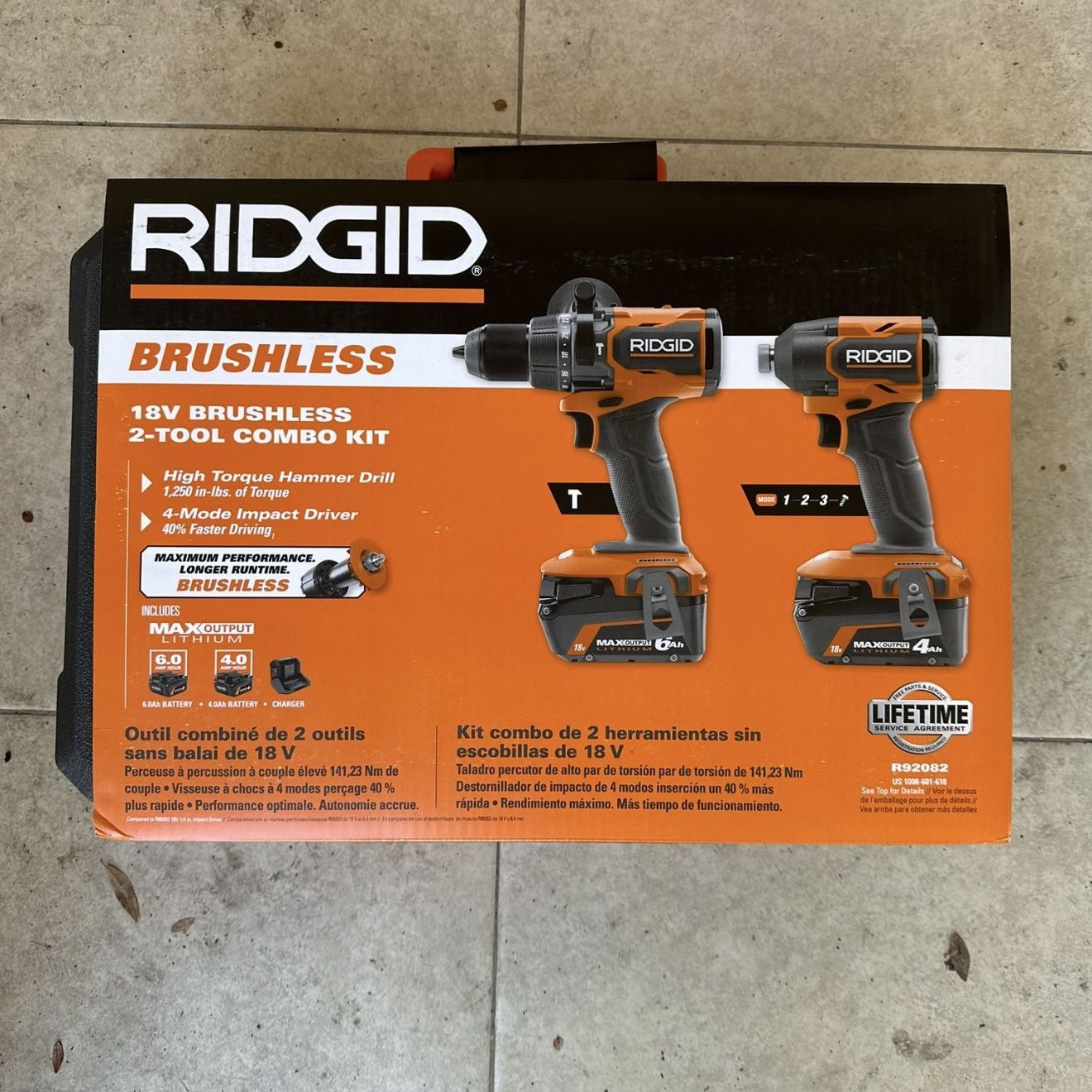 RIGID 18V Brushless 2-Tool Combo Kit with 6.0 Ah & 4.0 Ah MAX Output ...