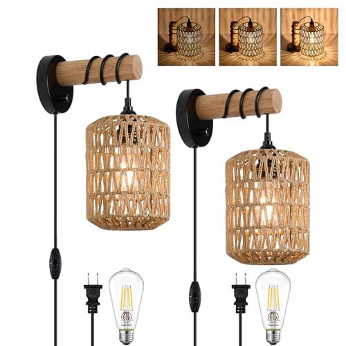 Wicker Hanging Wall Mount Lights