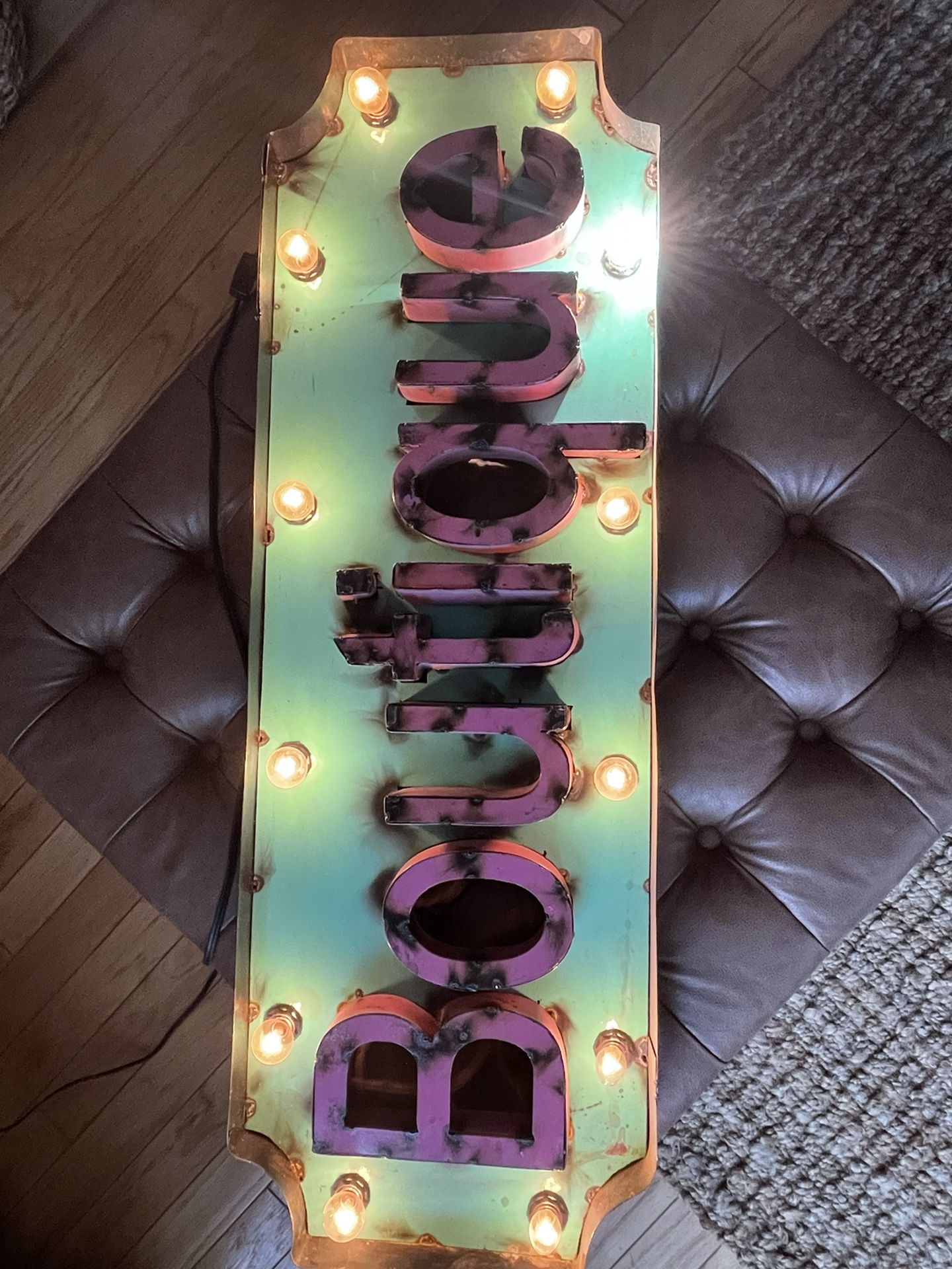 Unique Hand Crafted Lighted Metal Wall Art Sign