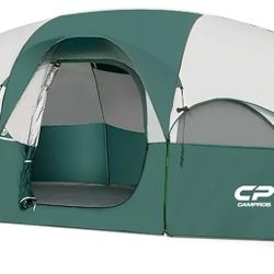 CAMPROS CP Tent 8 Person Camping Tents, Weather Resistant Family Tent, 5 Large Mesh Windows, Double Layer, Divided Curtain for Separated Room, Portabl