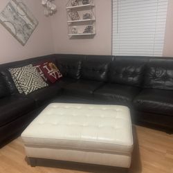 Leather Couch and Ottoman 