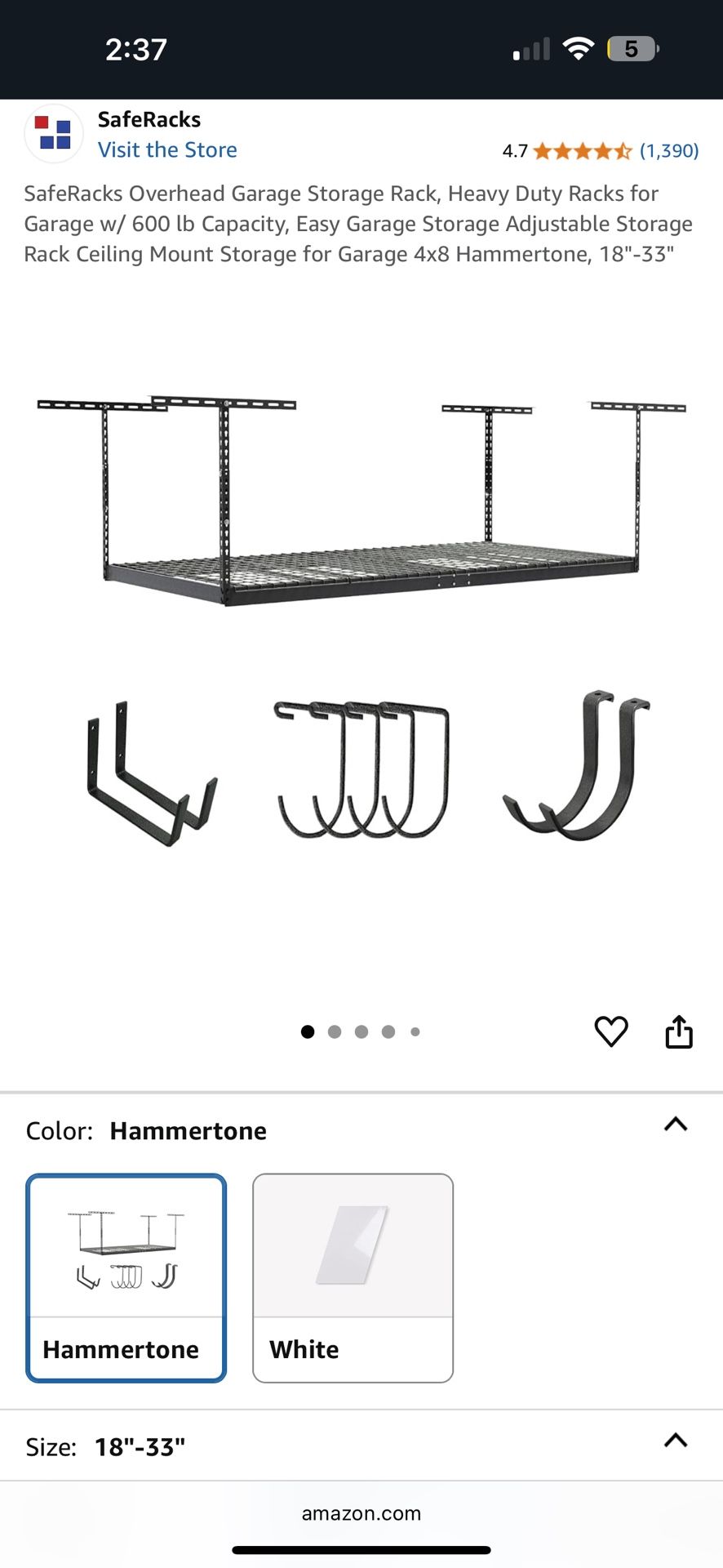 SafeRacks Overhead Garage Storage Rack, Heavy Duty Racks for Garage w/ 600 lb Capacity, Easy Garage