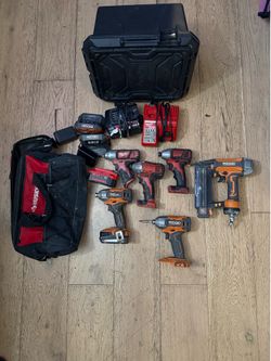 Milwaukee, ridgid craftsman tool lot