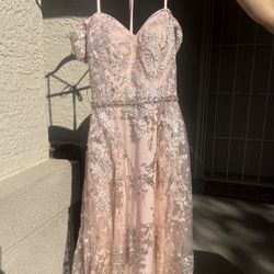 rose gold prom dress 