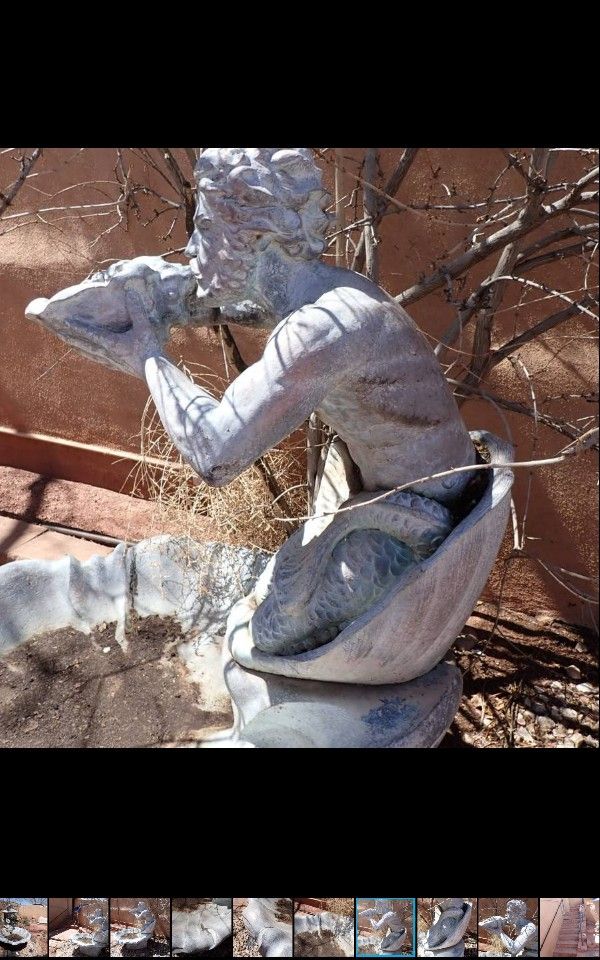 Oh So Gorgeous 4ft Tall Merman Fountain Comes Apart Into 3Pieces Has One Small Crack, Very Heavy Made Of Poseidon Material 4ft Tall 3 1\2 Ft Wide