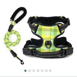 COVONEE No Pull Dog Harness Adjustable Reflective Oxford Easy Control Medium Large Dog Harness With A Free Heavy Duty 5ft Dog Leash