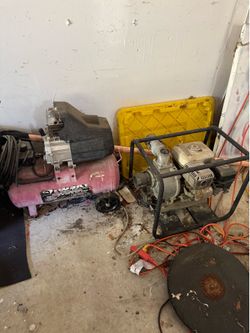 Air compressor and water pump, compressor needs plug for a cord relative