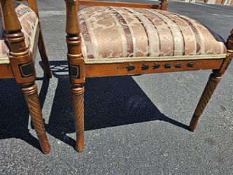 Vintage Georgian Style Quantity Pair Carved Wood Armchairs