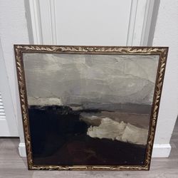 Abstract Landscape Painting 28x28 Gold Ornate Frame Textured Canvas