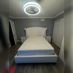 5 Pieces White Color Queen bed set