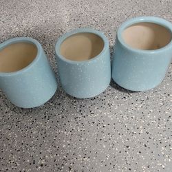 Light Blue Ceramic Flower Pots W/Drainage 