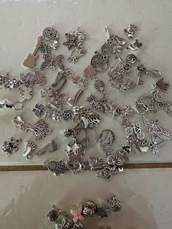 Mixed Silver-Tone Metal Charms Bulk Lot