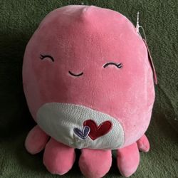 Abby Pink Valentine Octopus 8” Squishmallow NWT  