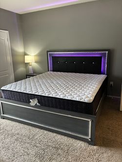 Upholstered LED Panel King/Cal King bed