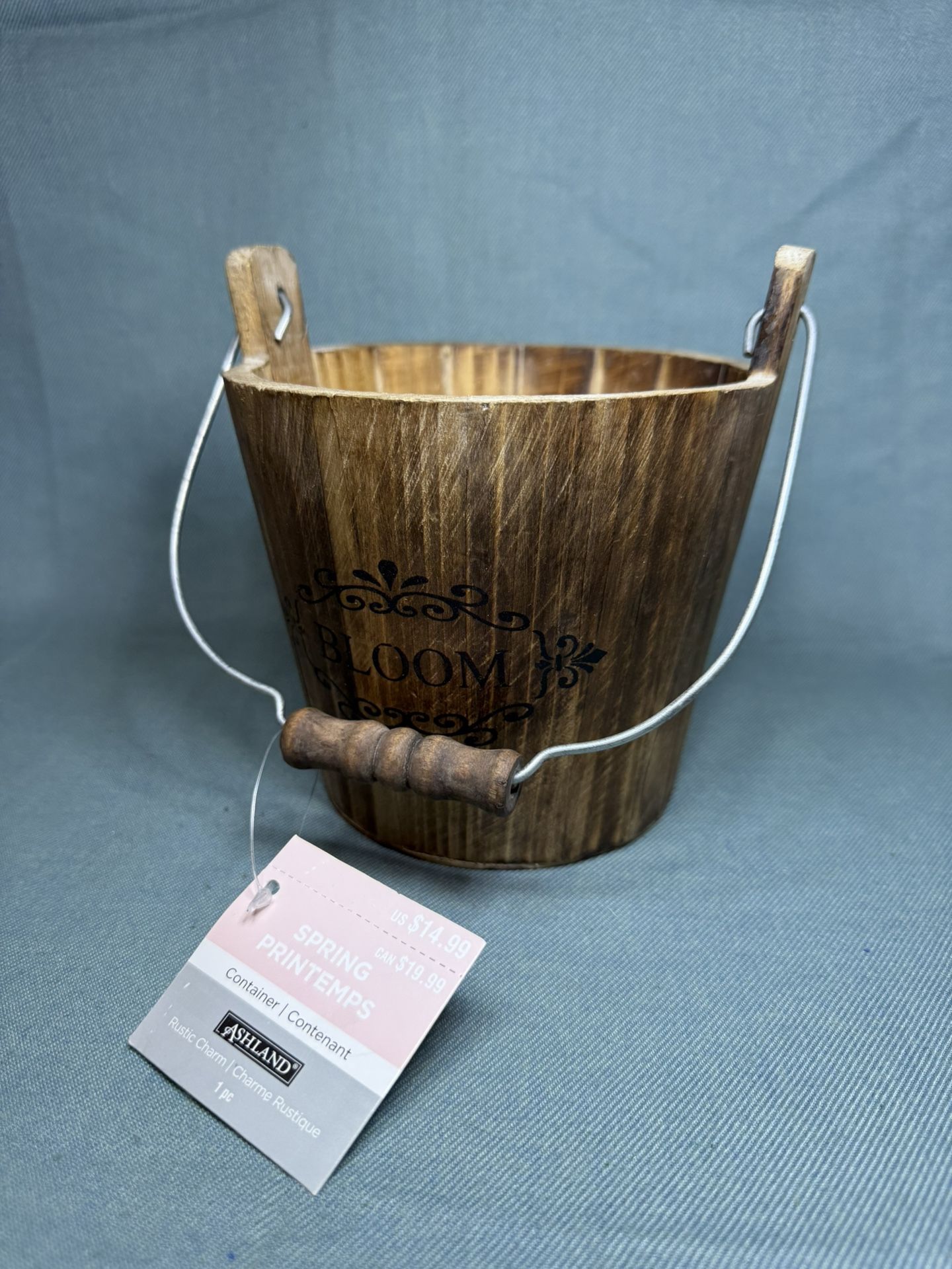 Wood Bucket, Flower Pots, Garden, Round, Brown, Floral Supply #1, 5"