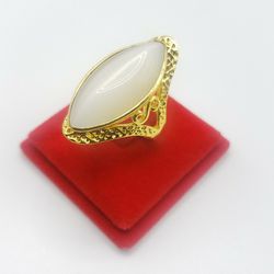  Fashion Bagues Ovales Vintage Style Jewelry Women 18K Gold Plated Ring  White Stone Size 10