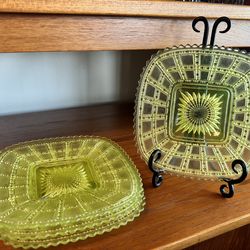 vintage Vaseline (uranium) glass plates