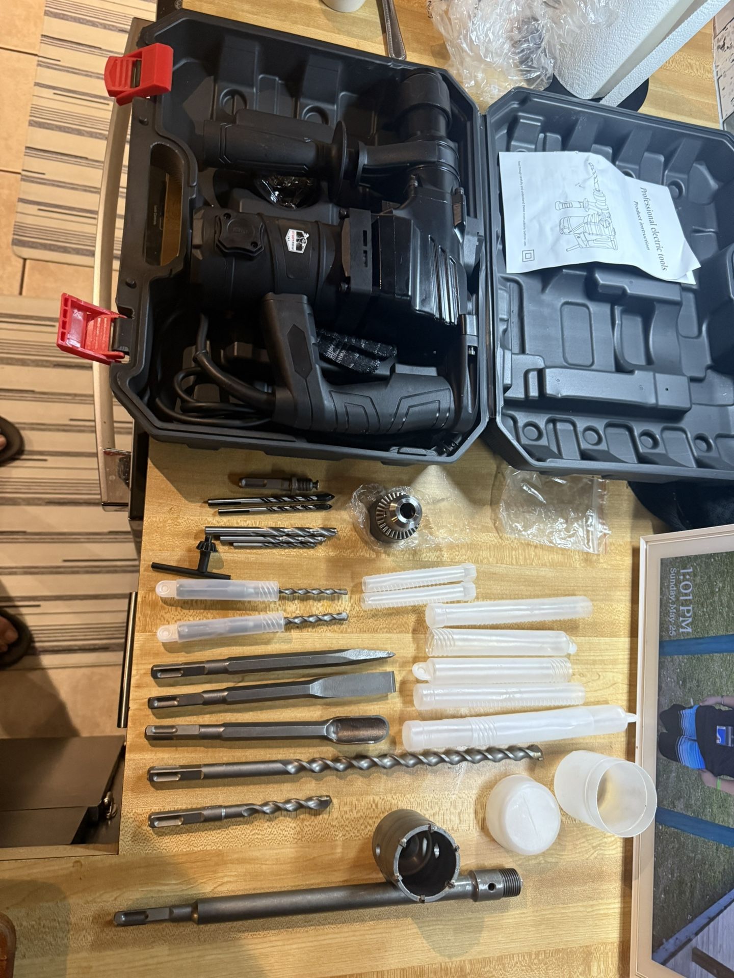 Rotary style hammer drill with bits and accessories new in box $120 in n Lakeland