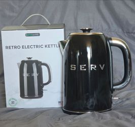 Servappetit Retro Electric Kettle Black 1.7L Cordless 360° Auto Shut-Off NIB