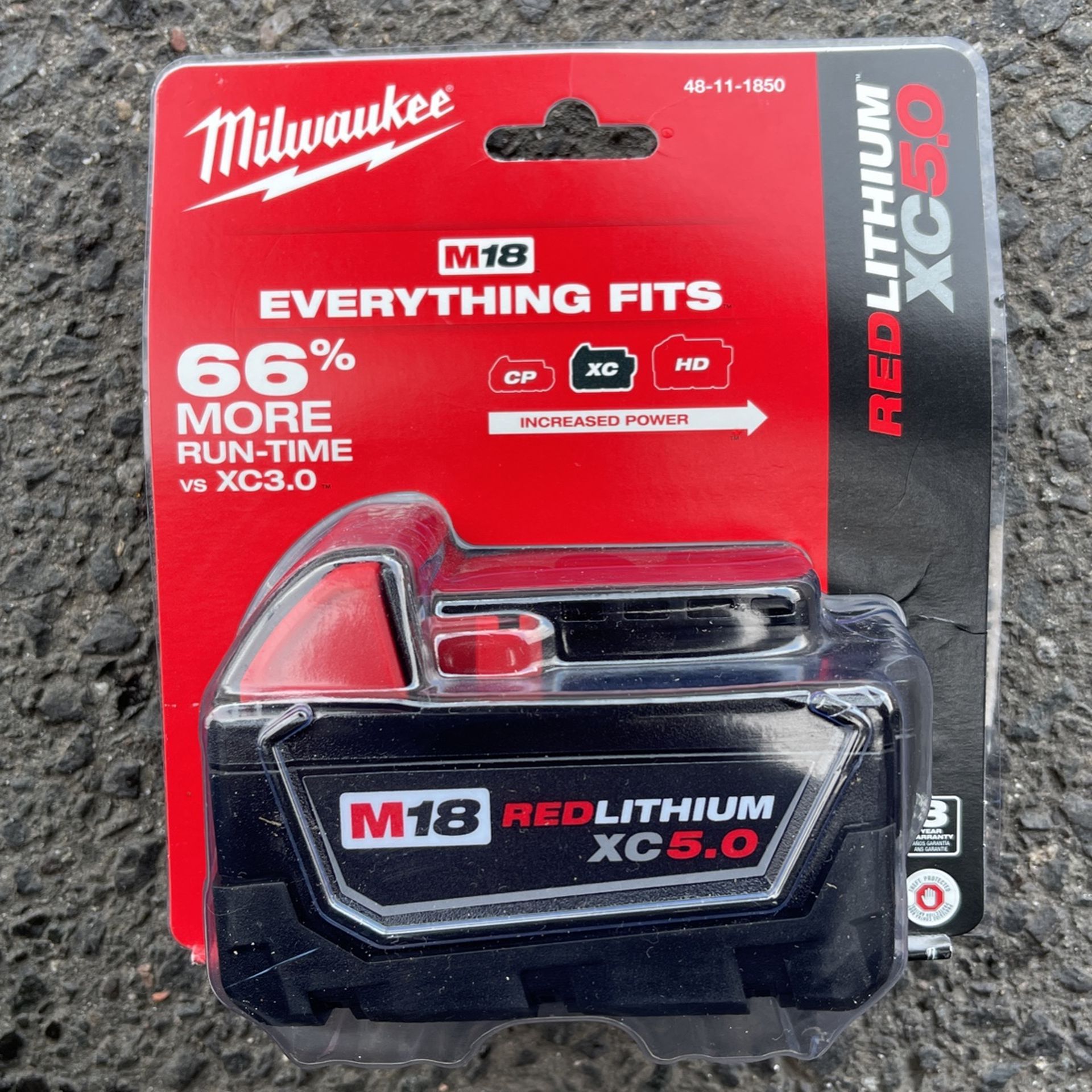 Milwaukee red lithium XC 5.0 M 18 battery 48-11-1850