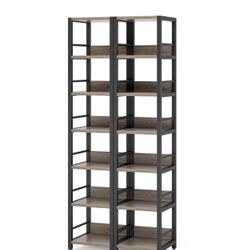 JW0598 set of 2, 6-Tier Corner Shelf, Narrow Etagere Bookshelf Storage Rack