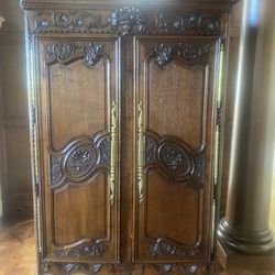 Hand Carved 1750s Antique French Armoire