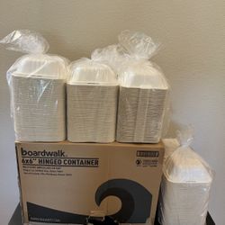 New 500 Count 6”x6” Hinged Food Containers-Boardwalk