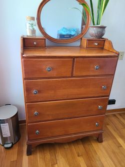 Midcentury Dresser with Detached Mirror, solid wood